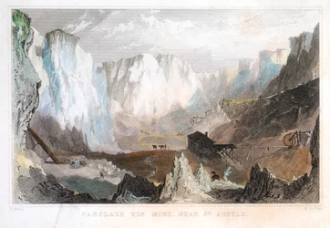 Carglaze Zinnmine, in der Nähe von St Austell, Cornwall, England, ca. 1825, 1837
