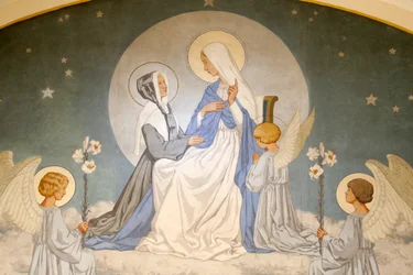 Catherine Laboure und die Jungfrau Maria. Fresko. Kapelle Unserer Lieben Frau von der Wundertätigen Medaille, Paris