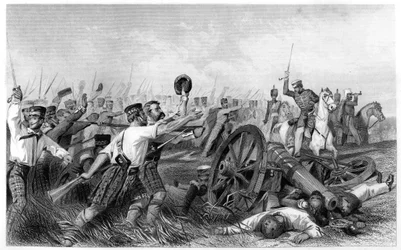 Angriff der Highlander vor Cawnpore, unter General Havelock, 1857