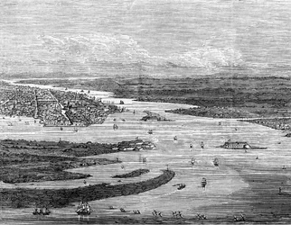 Charleston Hafen, South Carolina, mit gesunkenen Schiffen