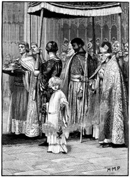 Krönung Richards I. in der Westminster Abbey 1189, um 1880