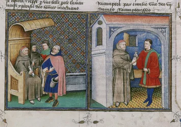Korruption. Miniatur aus Le livre appelé Decameron von Giovanni Boccaccio, 1460er Jahre