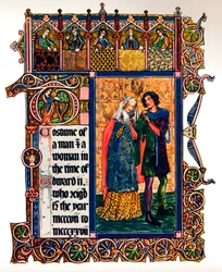 Kostüm eines Mannes und einer Frau zur Zeit von Edward II., 1909