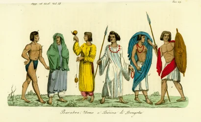 Kostüme von Männern und Frauen des nubischen Volkes (Barabra) von Dongola (Dunqulah)