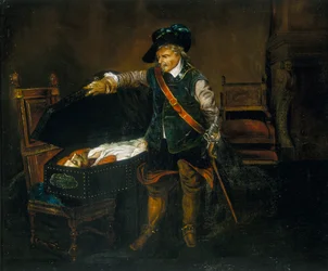 Cromwell betrachtet den Körper von Charles I, nach 1850