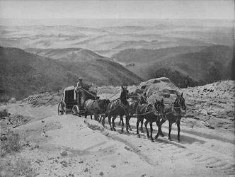Überquerung des San Marcos Pass, Kalifornien, ca. 1897