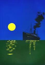 Kreuzfahrtschiff auf See mit Sonne, 1909