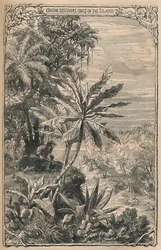 Crusoe entdeckt Ziegen auf der Insel, um 1870