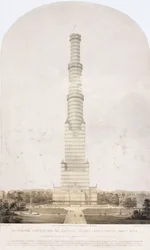 Kristallpalast, nach der Großen Ausstellung Entwurf zur Umwandlung des Kristallpalastes in einen 1000 Fuß hohen Turm