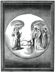 Dante und Beatrice auf den Mond transportiert, 16. Jahrhundert, 1870