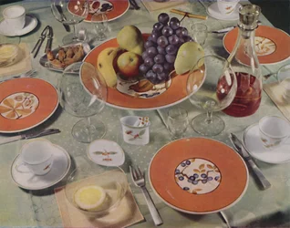 Dessert - In dieser Tischanordnung ist das Obstservice Royal Copenhagen Fayence, 1939