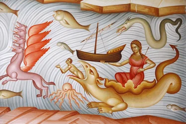 Detail eines Freskos in der griechisch-orthodoxen Kirche von Kapharnaum, Israel