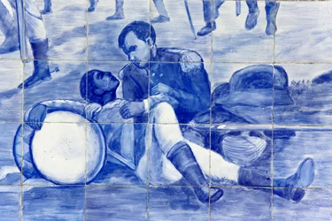 Detail eines Mosaiks, das den Kampf Brasiliens um die Unabhängigkeit darstellt, Cachoeira, Brasilien