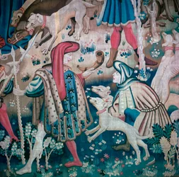 Detail der Bärenjagd aus den Devonshire Jagdteppichen