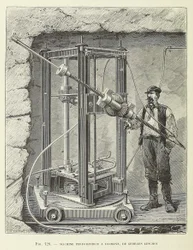 Diamantbohrmaschine entworfen von Georges Leschot, veröffentlicht 1883, Gravur, 1883