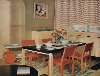 Esszimmer mit finnischen Möbeln, 1938