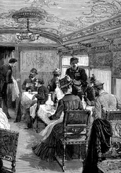 Speisewagen im Orient-Express, ca. 1885