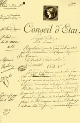 Entwurf eines Dekrets über die Form und Zusammensetzung des kaiserlichen Siegels, 10. Juli 1804, 1921