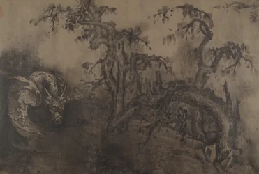 Drachen und Landschaft, 14. Jahrhundert, plus spätere Ergänzung