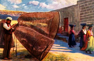 Netze trocknen, Malta, ca. 1928