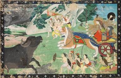 Durga tötet Mahisha, um 1830