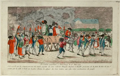 Verbrennung der Effigie von Klinglin, Heymann und Bouille am 25. Juni 1791 in Straßburg, 1791