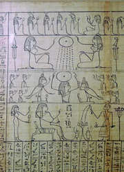 Ägyptische Darstellung einer Beerdigung und des Eintritts in die Unterwelt, Papyrus von Ani