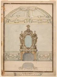 Ansicht einer Wand mit Kamin