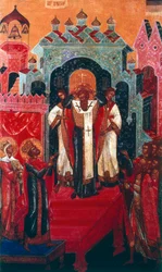 Erhebung des Kreuzes während eines russisch-orthodoxen Gottesdienstes, 19. Jahrhundert