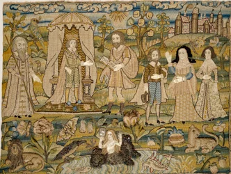 Gesticktes Bild: Die Proklamation Salomos, Mitte des 17. Jahrhunderts