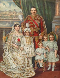Kaiser Karl I. von Österreich mit seiner Frau Zita, Kronprinz Otto und den drei anderen Kindern, ca.