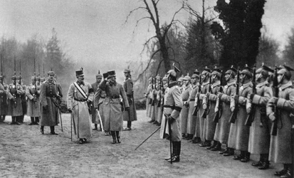 Kaiser Karl I. von Österreich besucht Kaiser Wilhelm II. im Armeehauptquartier, Erster Weltkrieg, 1917