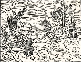 Gefecht zwischen zwei Handelsschiffen vor der Küste Islands, 1555