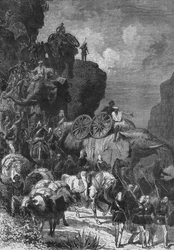 Englische Armee auf dem Marsch in Abessinien, um 1880
