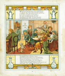 Englische Familie beim Essen im Bahnhofsbuffet in Boulogne, Frankreich, 1886