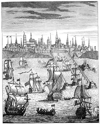 Englisches Geschwader transportiert Truppen zur Übernahme von Dünkirchen, 1708, 1894