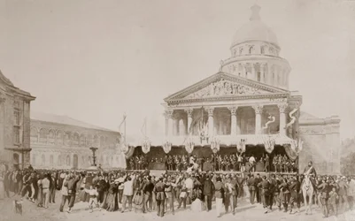 Aufnahme von Freiwilligen in die Nationalgarde, Place du Panthéon, Paris, 1870-1871