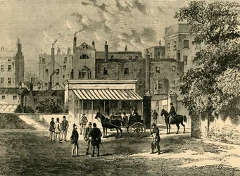 Eingang zu Old Tattersalls, ca. 1876