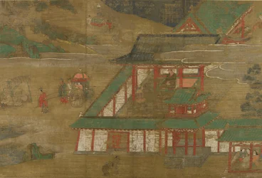 Ausflüge von den vier Kardinaltoren: Begegnung mit den vier Leiden..., frühes 15. Jahrhundert