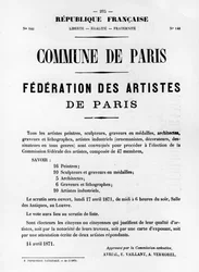 Föderation der Künstler, aus französischen politischen Plakaten der Pariser Kommune, Mai 1871