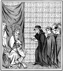 Gelehrte der Universität Paris halten eine Rede vor Kaiser Karl IV., 1316-1378, im Jahr 1377, 1849