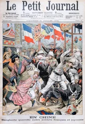 Kampf zwischen französischen und japanischen Soldaten während des Russisch-Japanischen Krieges, China, 1904