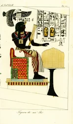 Figur eines ägyptischen Königs oder Pharaos aus einem Grab in Theben, entdeckt von Giovanni Battista Belzoni
