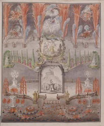 Feuerwerk und Illumination am 17. September 1747 in Gostilizy, Mitte des 18. Jahrhunderts
