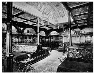 Erste Klasse Rauchsalon an Bord des P&O-Dampfschiffs SS India, 1901