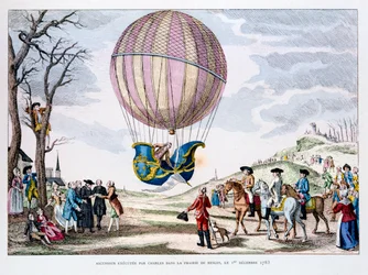 Erster bemannter Flug in einem Wasserstoffballon, Frankreich, 1. Dezember 1783, 1887
