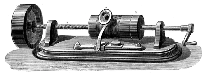 Erstes Modell des Edison-Phonographen ca. 1877 ca. 1880