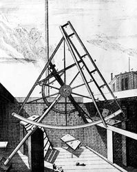 Flamsteeds äquatorial montierter Sextant mit Teleskop