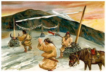 Fliegende Gebete am Maium Pass, 1898