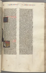 Fol. 190r, Tobit, historisierte Initiale T, Tobit schläft auf einem Bett